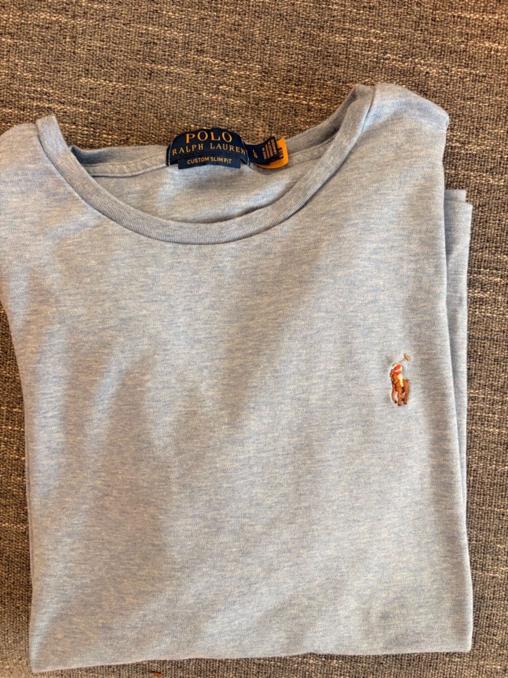 Ralph Lauren Light Blue Crewneck Tee with Navy Gold Label